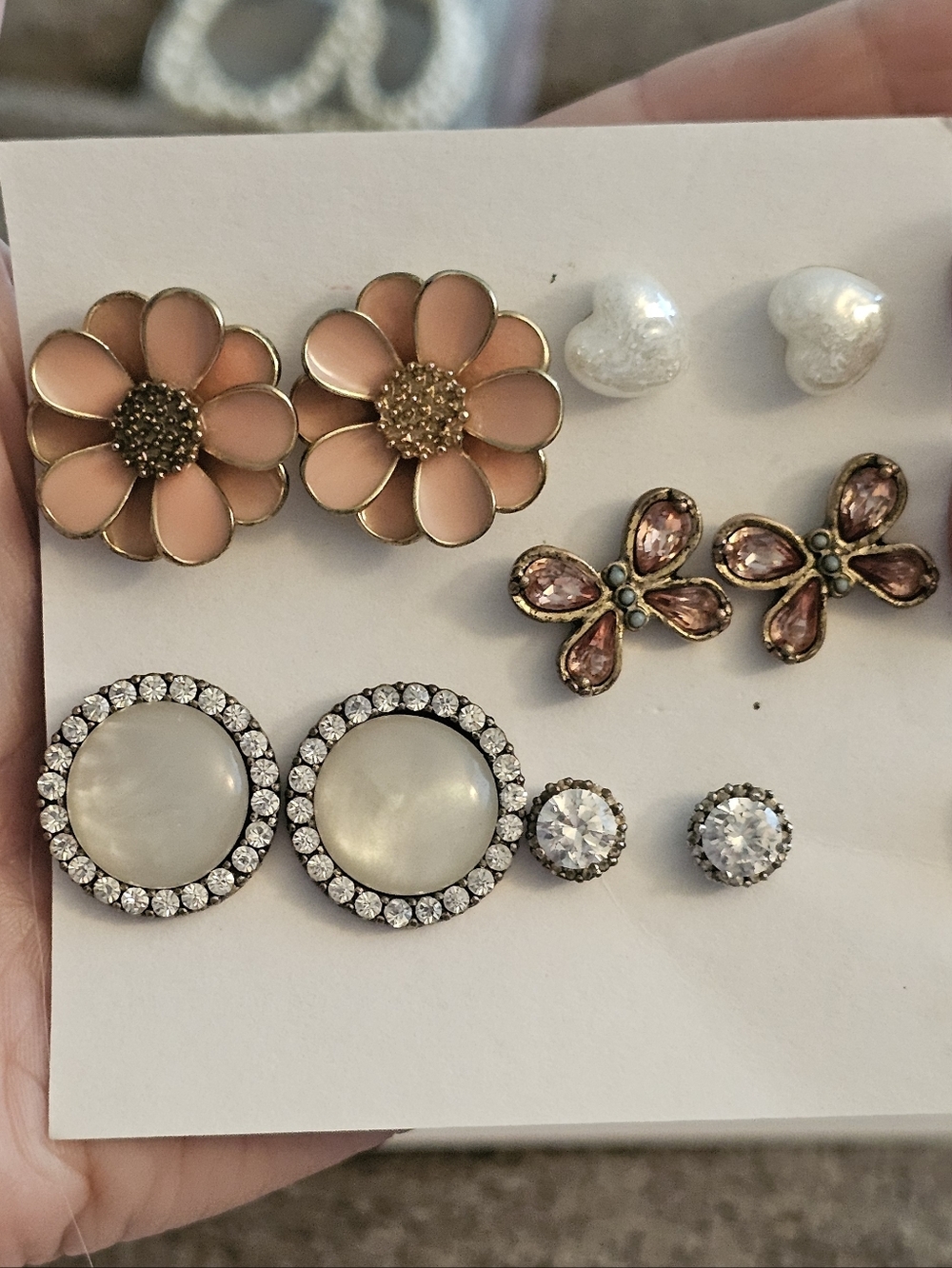 Clearance Sale! Assorted Women’s Earring Set – Pink Floral & Pearl